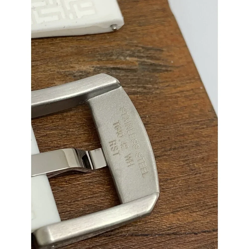 Tissot Seastar Watch Replacement Band White Rubber Strap 18mm Lug Silver Buckle